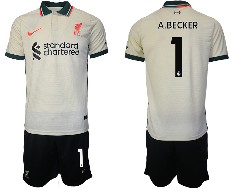 Men 2021-2022 Club Liverpool away cream #1 Soccer Jersey->liverpool jersey->Soccer Club Jersey